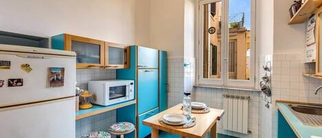 Panoramic Apartment, 1 Bedroom | Private kitchen | Full-size fridge, microwave, stovetop, espresso maker