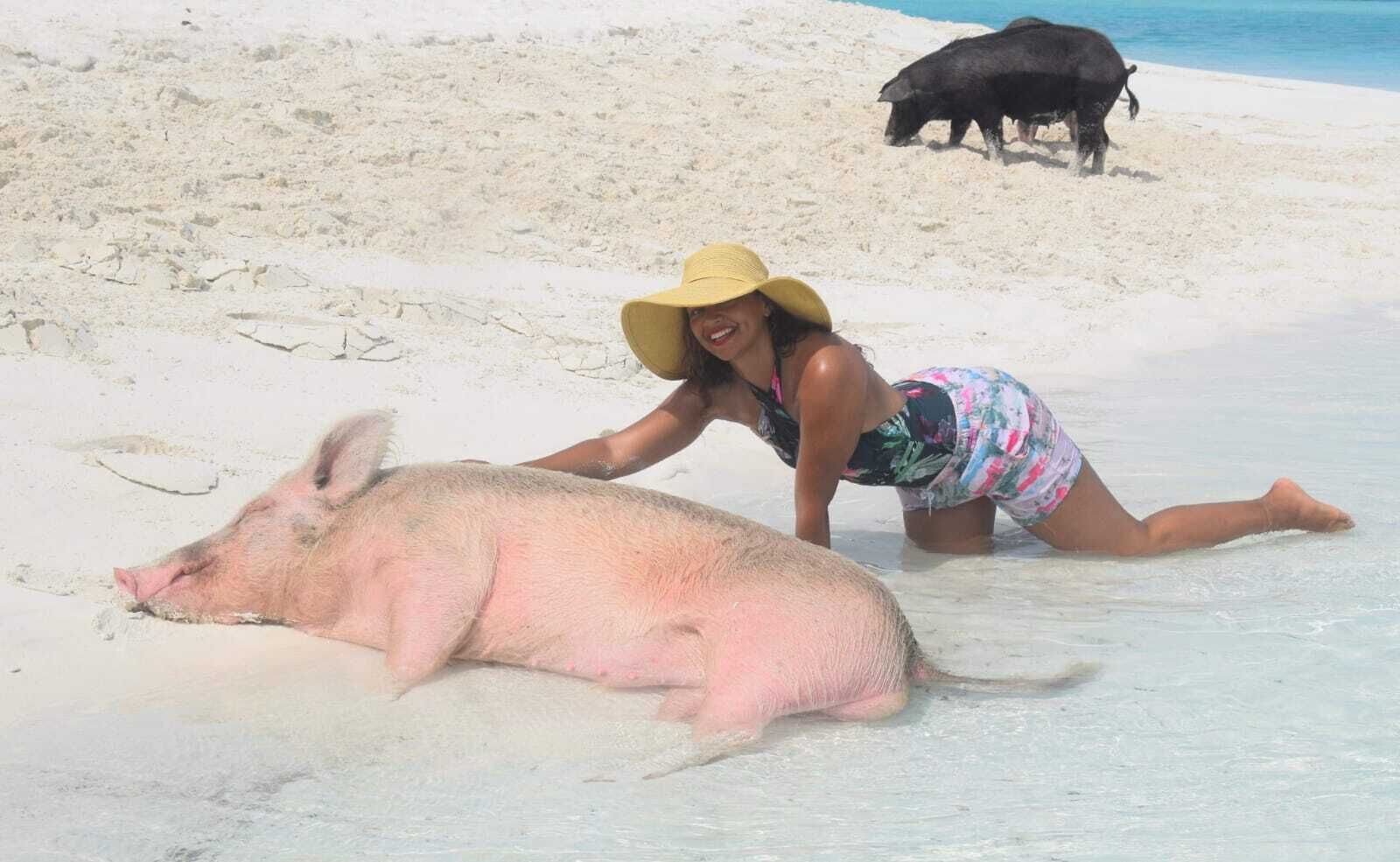 On the beach, sun-loungers, beach towels