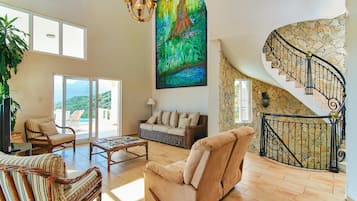 TV, DVD player, foosball, books