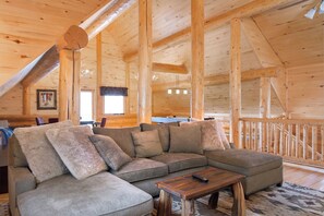 TV, fireplace - Elk Meadow Lodge: Luxury Log Home, Hot Tub (Breckenridge)