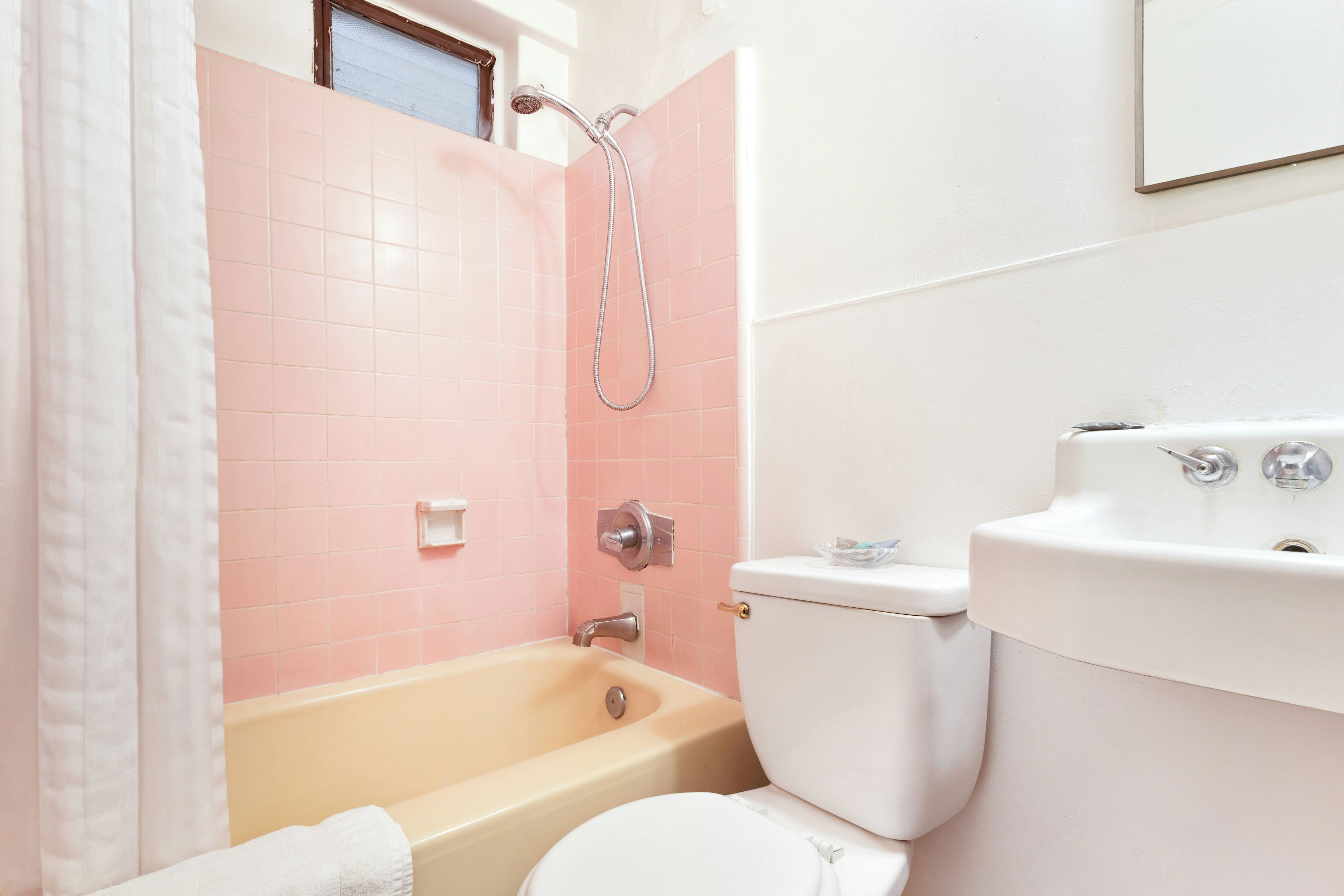 Une salle de bain avec une baignoire, des toilettes et une douche.