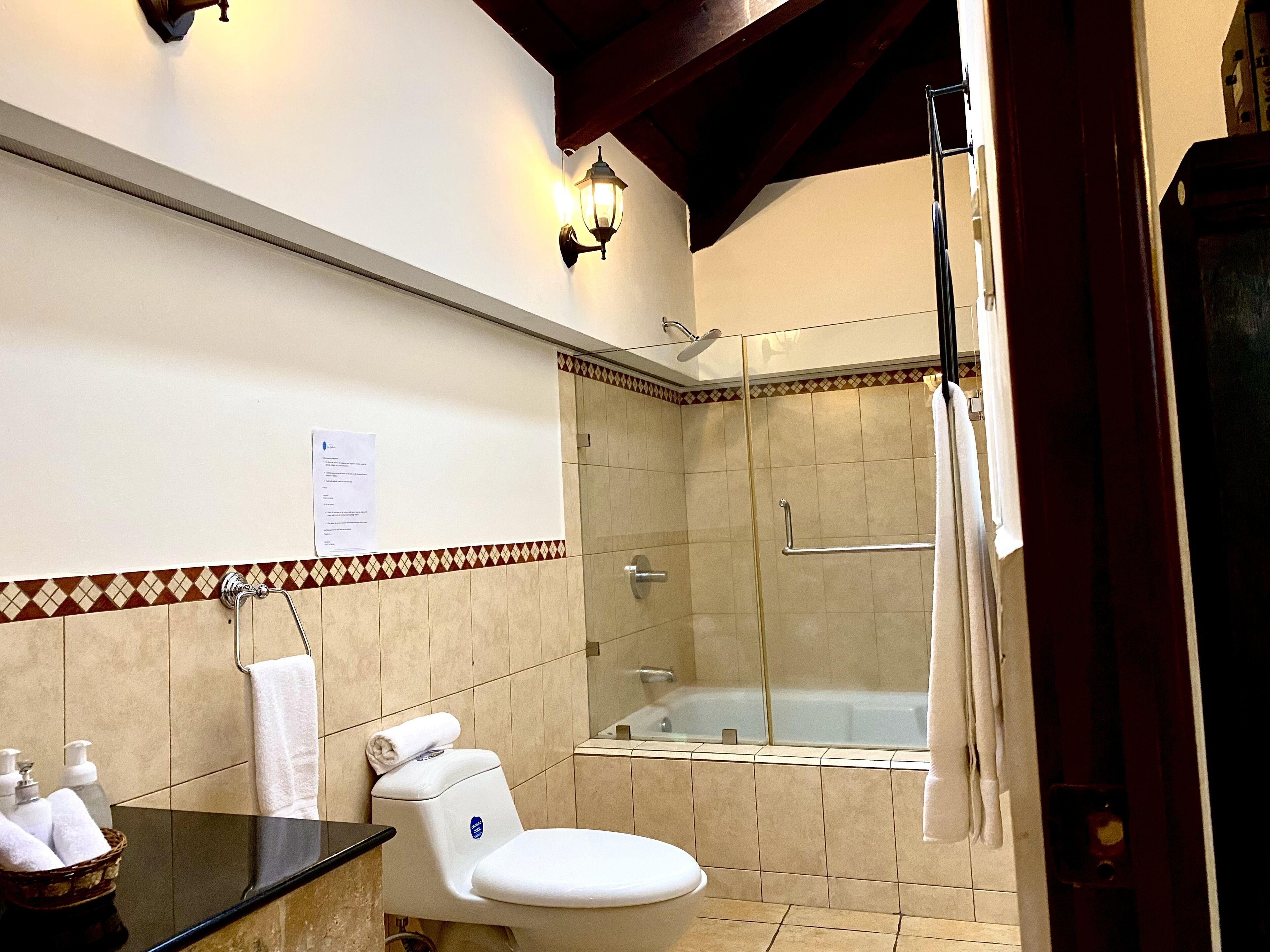 deluxe double room, bathtub (# 10) | bathroom | shower, rainfall showerhead, free toiletries, hair dryer