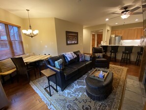 Smart-TV, Kamin, Bücher, Arbeitsbereiche