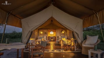 Deluxe Tent, 2 Twin Beds, Private Bathroom, Park View | 1 bedroom, premium bedding, down comforters, memory foam beds
