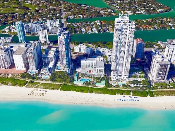 On the beach, beach towels
