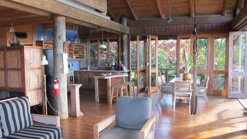 Smart TV, DVD player, books, music library