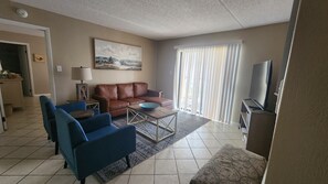 Smart TV, DVD player, books, video library