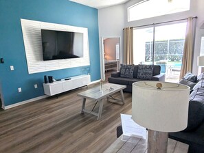 TV, DVD player, foosball