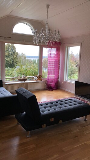 TV, fireplace, offices - Luxury Villa by lake welcome you (Hjo)