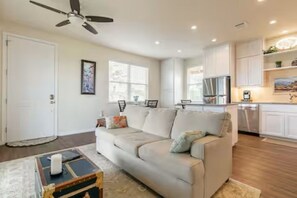 Smart TV, DVD player, books, video library