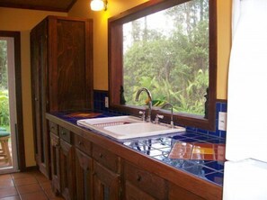 Fridge, microwave, oven, stovetop -  Enchanting Rainforest Hideaway, on 2 Private Acres to yourself.  Pahoa/Keaau   (Pahoa)
