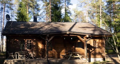 Log cabin for 4 + 2 people, 80m2 in the middle of the forest between 2 lakes