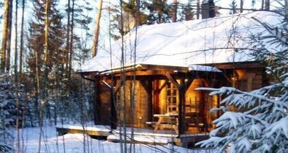 Log cabin for 4 + 2 people, 80m2 in the middle of the forest between 2 lakes