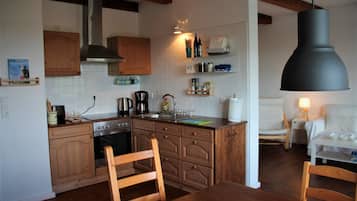 Fridge, oven, stovetop, coffee/tea maker