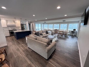 Smart TV, fireplace, foosball, toys