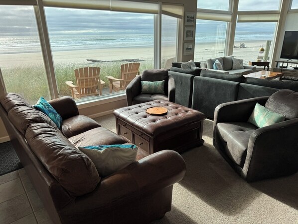 Smart TV, fireplace, DVD player, books