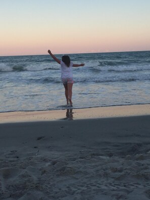 Beach nearby, sun loungers