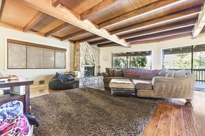 テレビ、暖炉、DVD プレーヤー