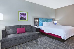 客房, 1 张特大床和 1 张沙发床, 冰箱 | 起居区 | 液晶电视