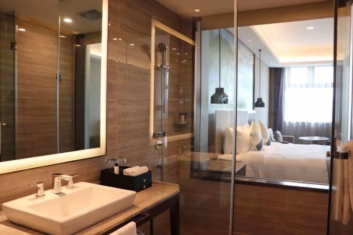 In-room safe, desk, laptop workspace, blackout curtains