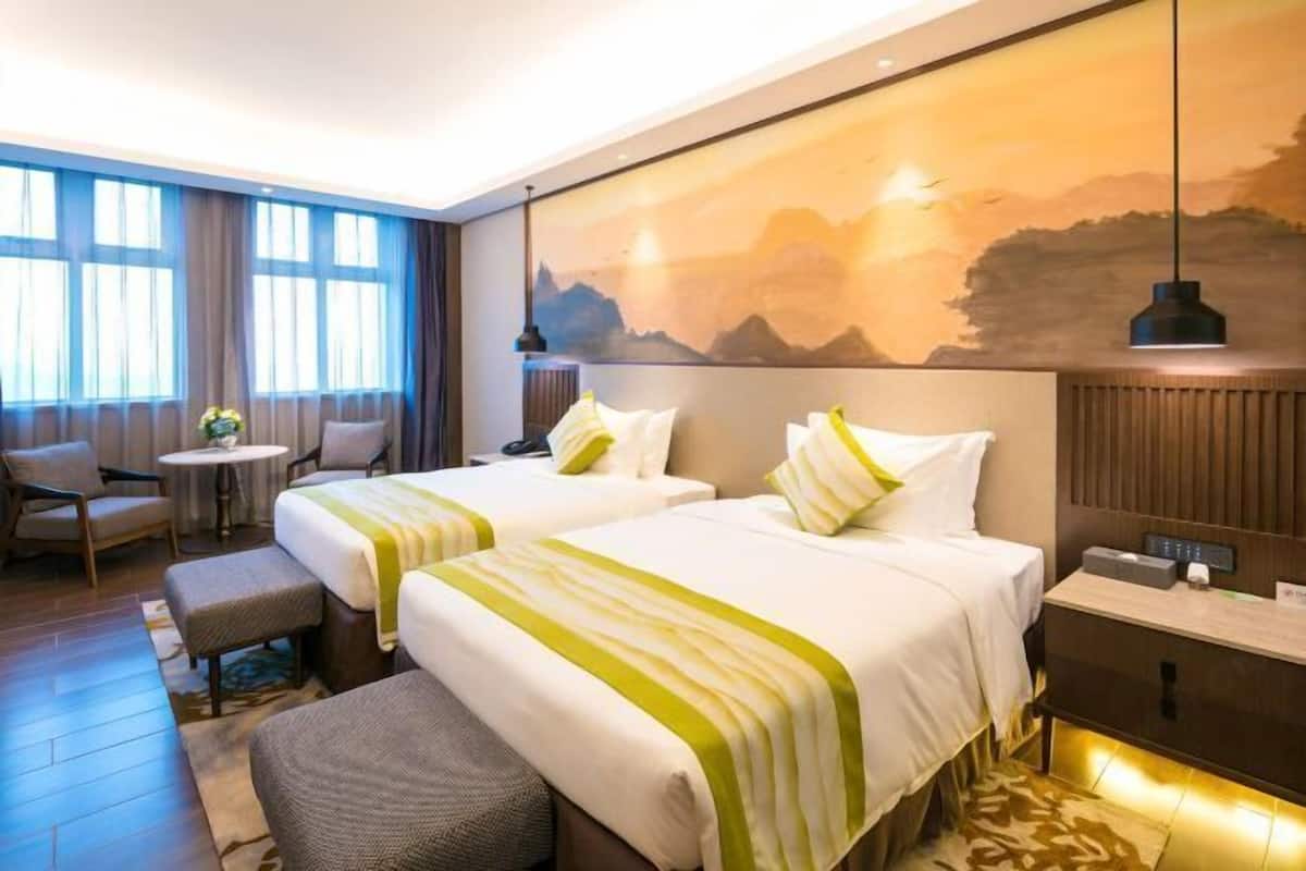 In-room safe, desk, laptop workspace, blackout curtains