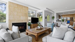 TV, fireplace, DVD player, stereo