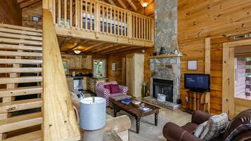Smart TV, fireplace, video games, DVD player