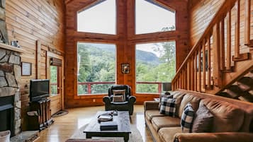 Smart TV, fireplace, video games, DVD player