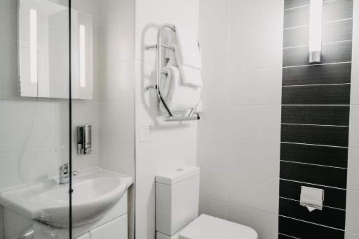 free toiletries, hair dryer, towels