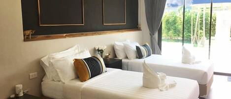 Four Bedrooms Private Pool Villa | 4 dormitorios, sábanas de algodón egipcio, minibar y caja fuerte