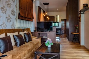 Luxury-Villa, 2 Schlafzimmer, eigener Pool | Wohnbereich