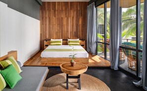 Quarto casal panorâmico, 1 cama King, para não fumantes, vista para o oceano | Frigobar, cofres nos quartos, individualmente decorados