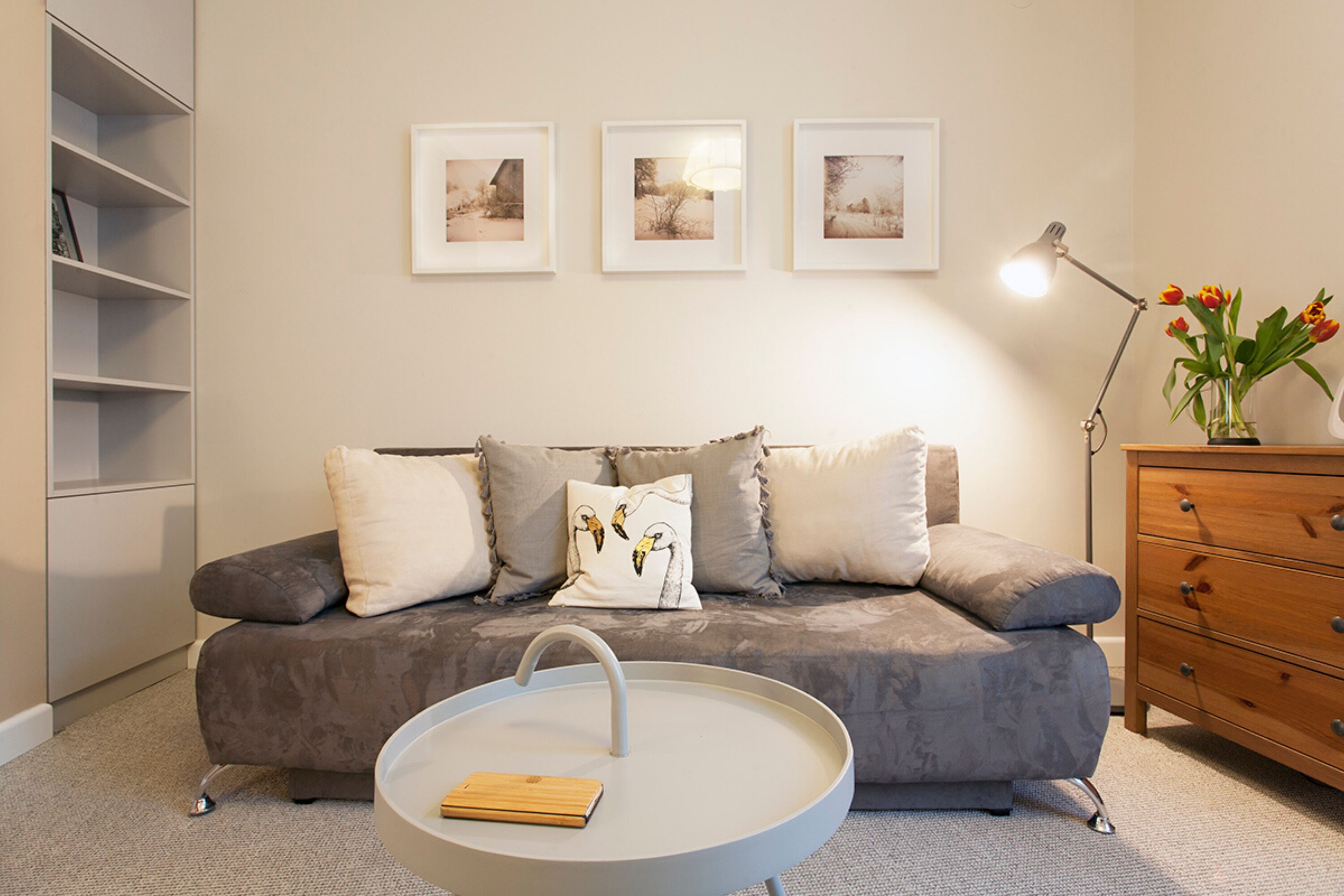 design apartment, 1 double bed with sofa bed, accessible, non smoking | living area | 50-cm flat-screen tv with satellite channels, tv, dvd player