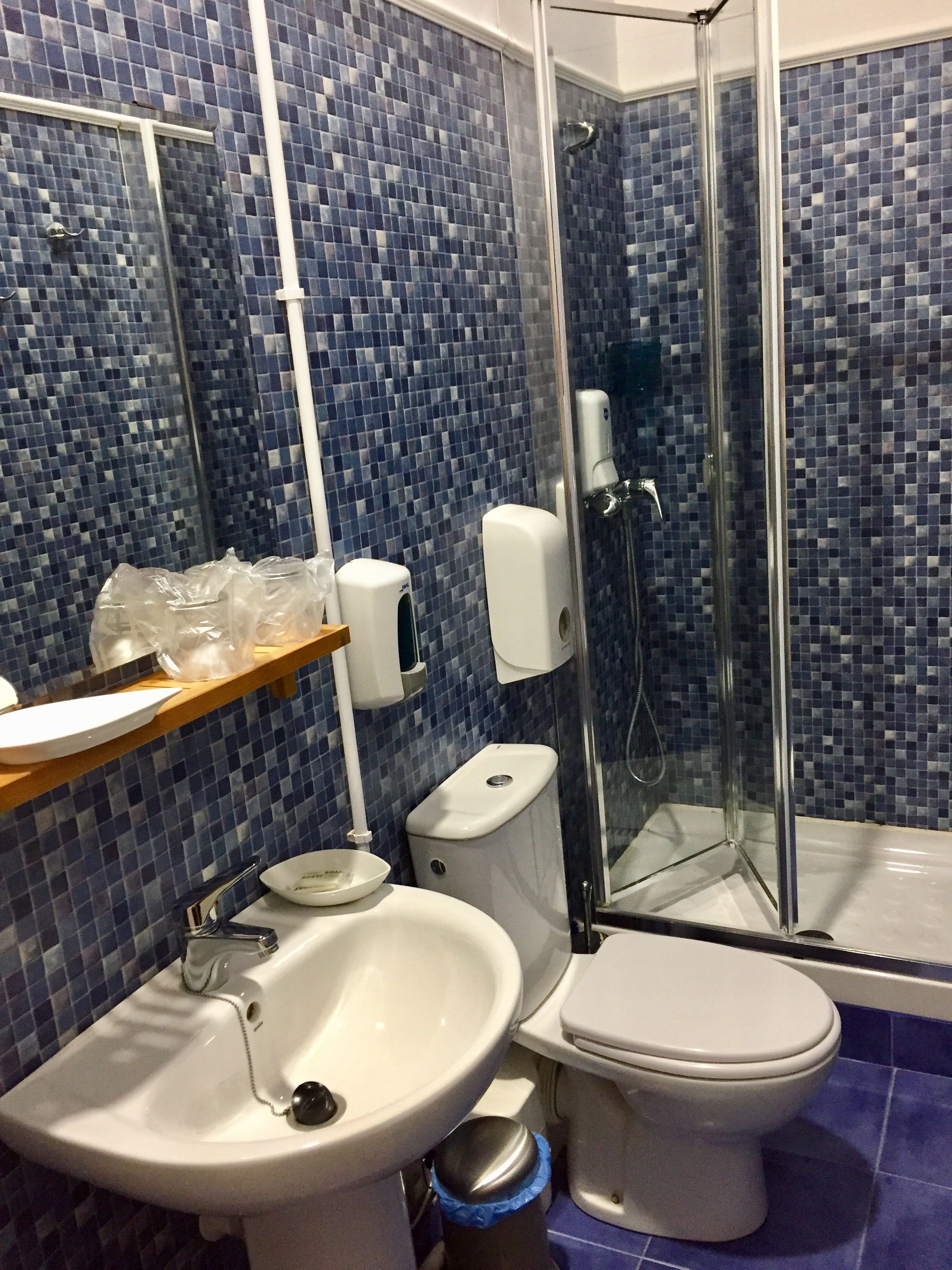 shower, free toiletries, hair dryer, slippers