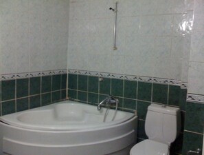 Shower, slippers, towels