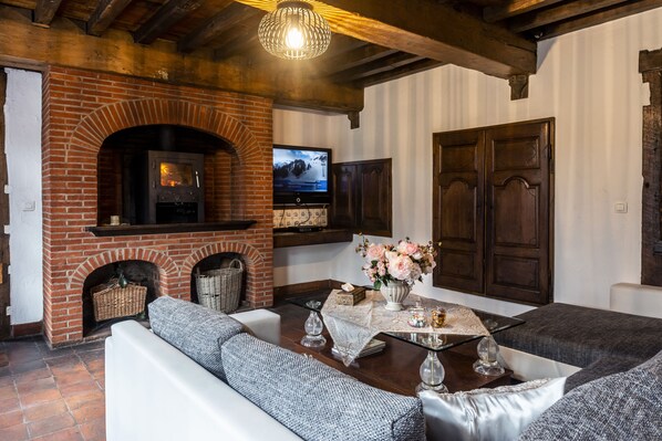 TV connectée de 60 cm avec chaînes numériques, télévision, cheminée