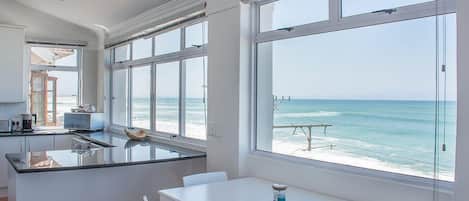 Panoramic Penthouse, Sea View (Oceanfront Penthouse) | Private kitchen | Full-size fridge, stovetop, electric kettle, toaster