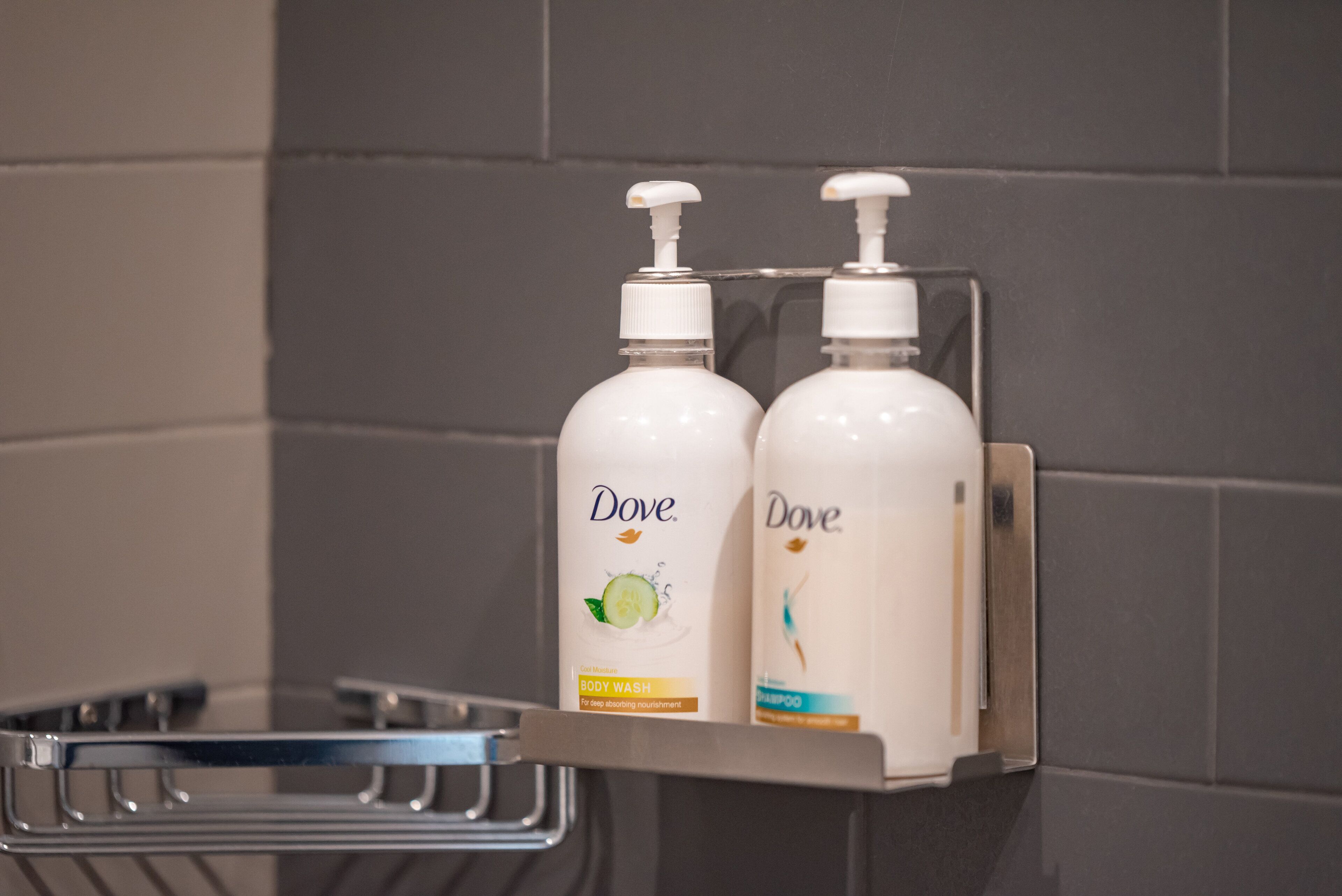 shower, hydromassage showerhead, free toiletries, hair dryer