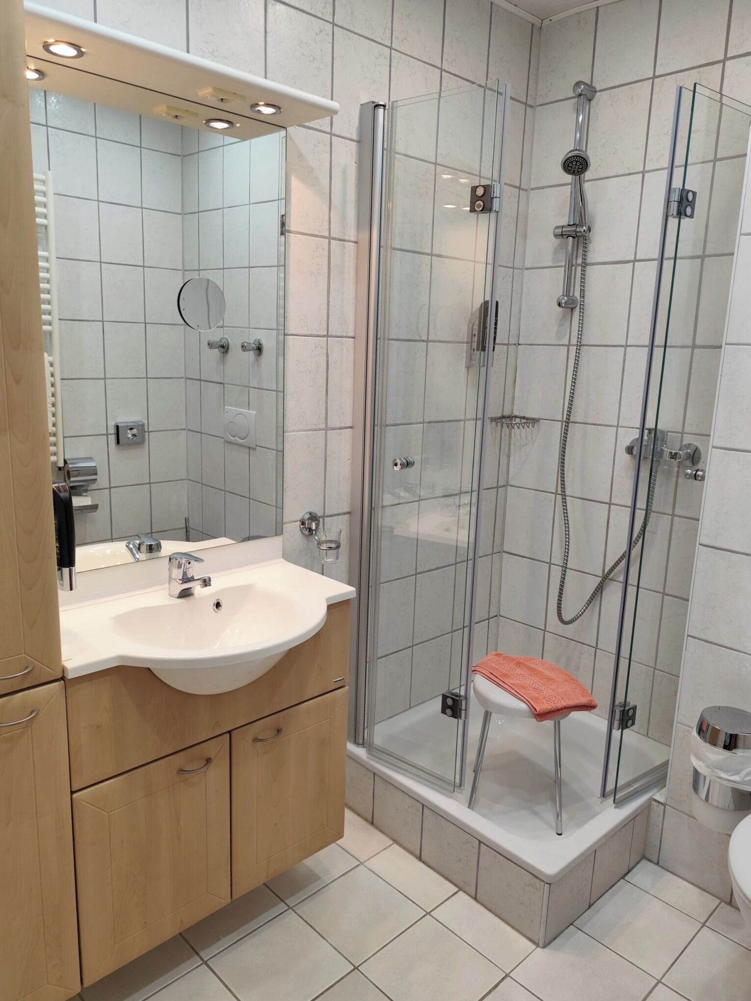 shower, free toiletries, hair dryer