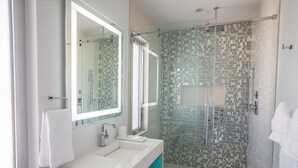 Bañera y ducha independientes, secador de pelo, toallas