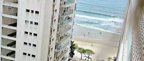 On the beach, sun loungers