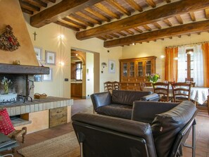 TV, fireplace