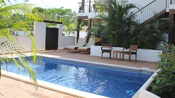 Outdoor pool, pool loungers