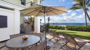 Outdoor dining - Hale A Kai By Parrish Kauai: spectacular oceanfront views with private pool & AC (Koloa)