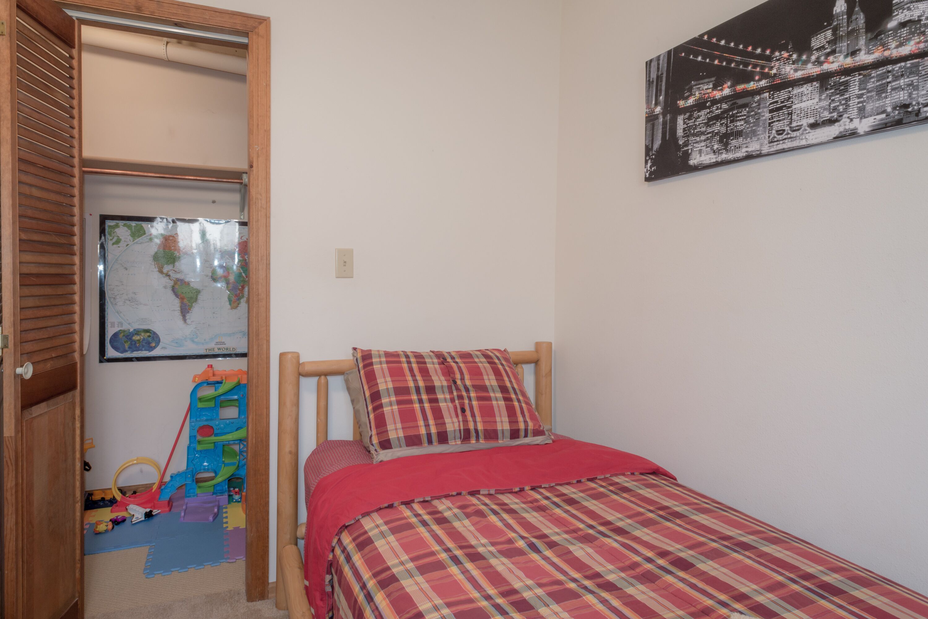 Bunk room includes games and toys for the little ones