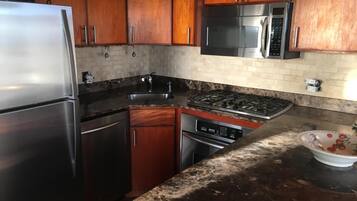Fridge, microwave, stovetop, dishwasher