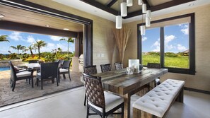 Outdoor dining - Akahai at Poipu Beach By Parrish Kauai - elite home private pool & central AC! (Koloa)