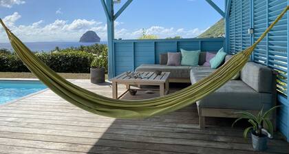 pool, 100 m from the beach, sea, relaxation and standing facing Diamond Rock