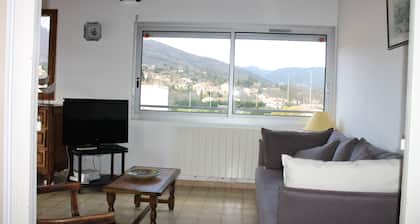 appartement confortable et ensoleillé avec grande terrasse et vue sur la montagn
