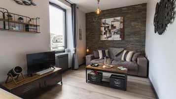 TV, DVD player, books, video library